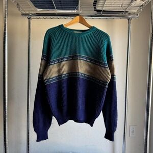 Vintage Blue and Green Y2K Preppy Stripped St. John's Bay Knitted